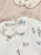 Neutral Collared Fleece Sleepsuits 2 Pack
