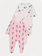 Set od 3 Spilhozne - Disney Minnie Mouse Pink Sleepsuits 3 Pack