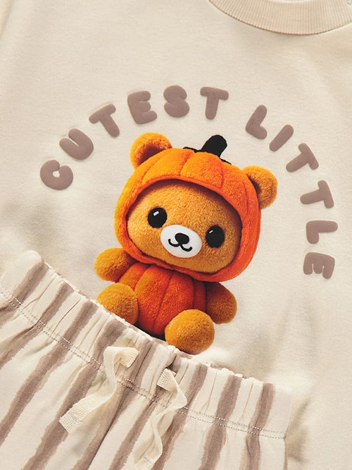 Beige Cutest Pumpkin Sweatshirt and Stripe Joggers Outfit