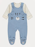 Blue Tiger Footed Dungarees and Long Sleeve Bodysuit Outfit