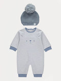Blue Striped Bear All in One with Hat