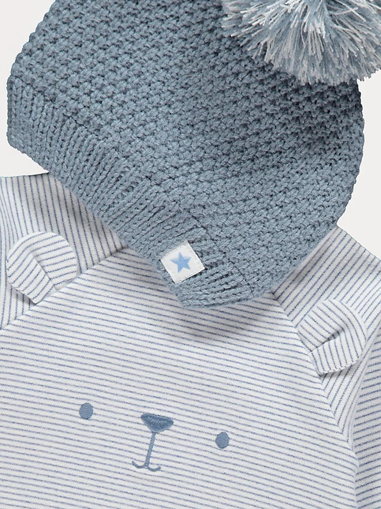 Blue Striped Bear All in One with Hat