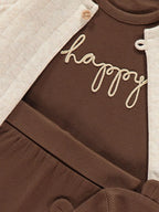 Happy Bodysuit Cardigan Trousers and Hat Outfit