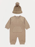 Beige All In One with Knitted Bobble Hat