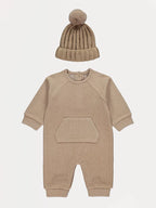 Beige All In One with Knitted Bobble Hat