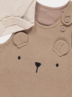 Komplet - Brown Bear Footed Dungarees and Bodysuit Outfit