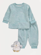 Blue Penguin Fleece Pyjamas with Toy