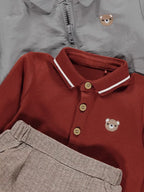 Harrington Jacket Long Sleeve Polo Shirt and Trousers Outfit