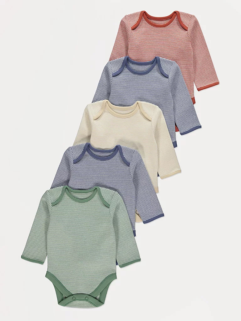 Set od 5 bodija - Striped Long Sleeve Bodysuits 5 Pack