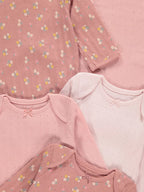 Set od 5 bodija - Pink Pointelle Long Sleeve Bodysuits 5 Pack