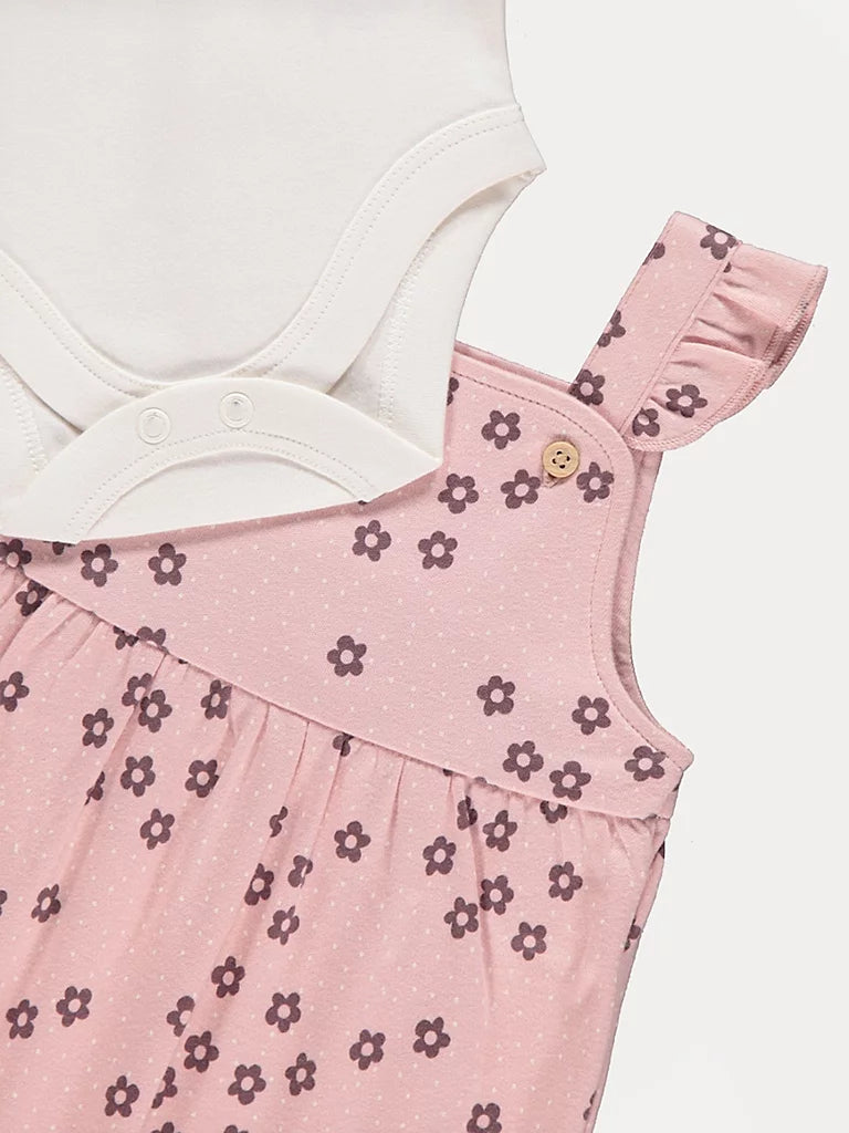 Pink Flower Dungarees and Bodysuit Outfit