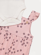 Pink Flower Dungarees and Bodysuit Outfit