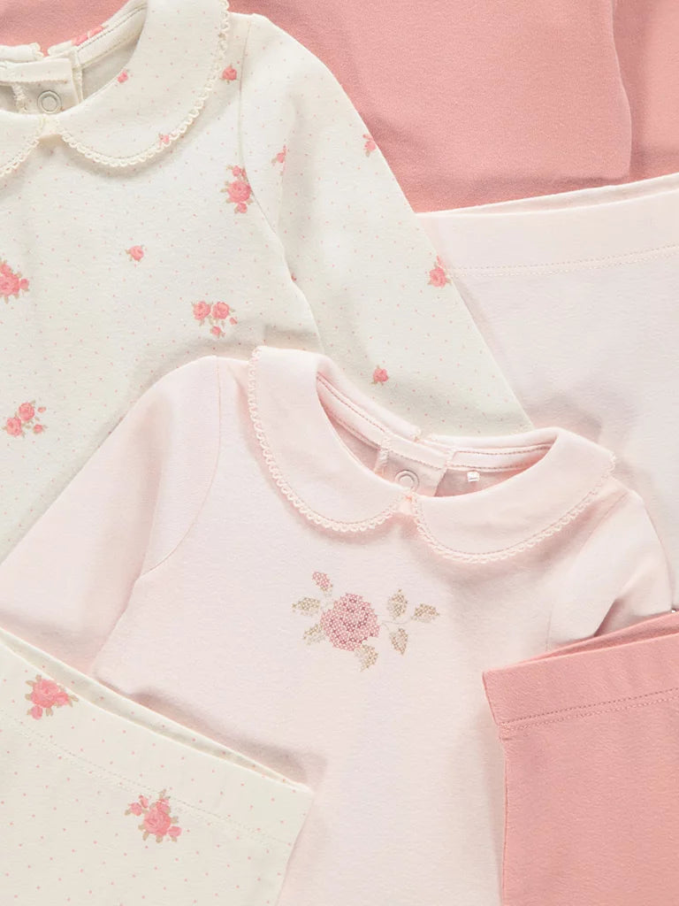 Set od 3 bodija i 3 pantalona - Pink Collared Bodysuits and Leggings Outfits 3 Pack