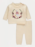 Neutral Goose Knitted Sweatshirt and Leggings Outfit