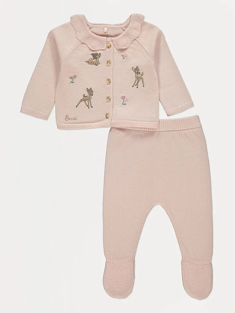 Disney Bambi Pink Knitted Cardigan and Leggings Outfit