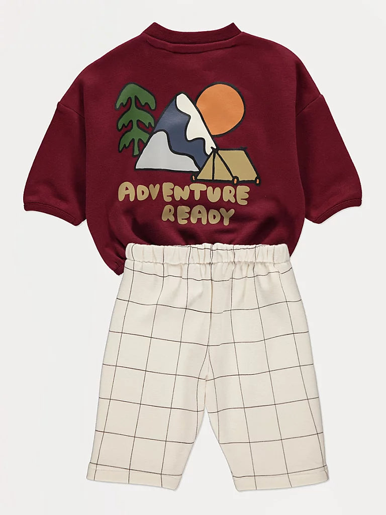 Adventure Back Print Sweatshirt and Check Joggers Outfit