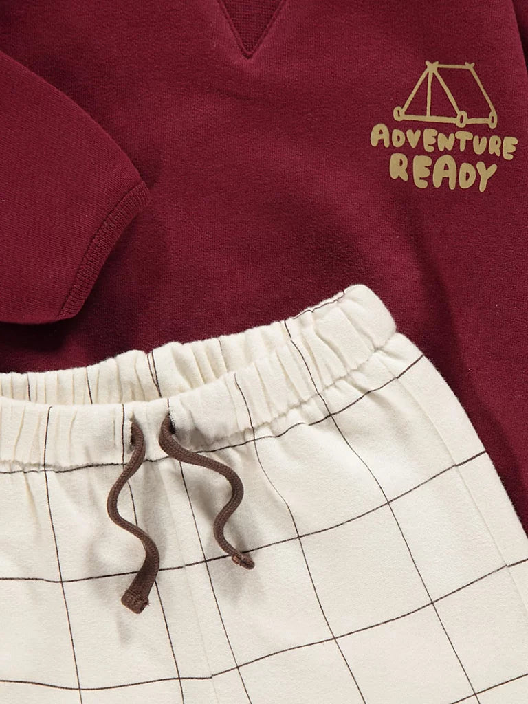 Adventure Back Print Sweatshirt and Check Joggers Outfit