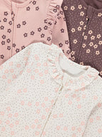 Set od 3 Spilhozne - Flower Dotty Zip Fasten Sleepsuits 3 Pack