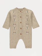 Neutral Floral Embroidered Knitted All in One