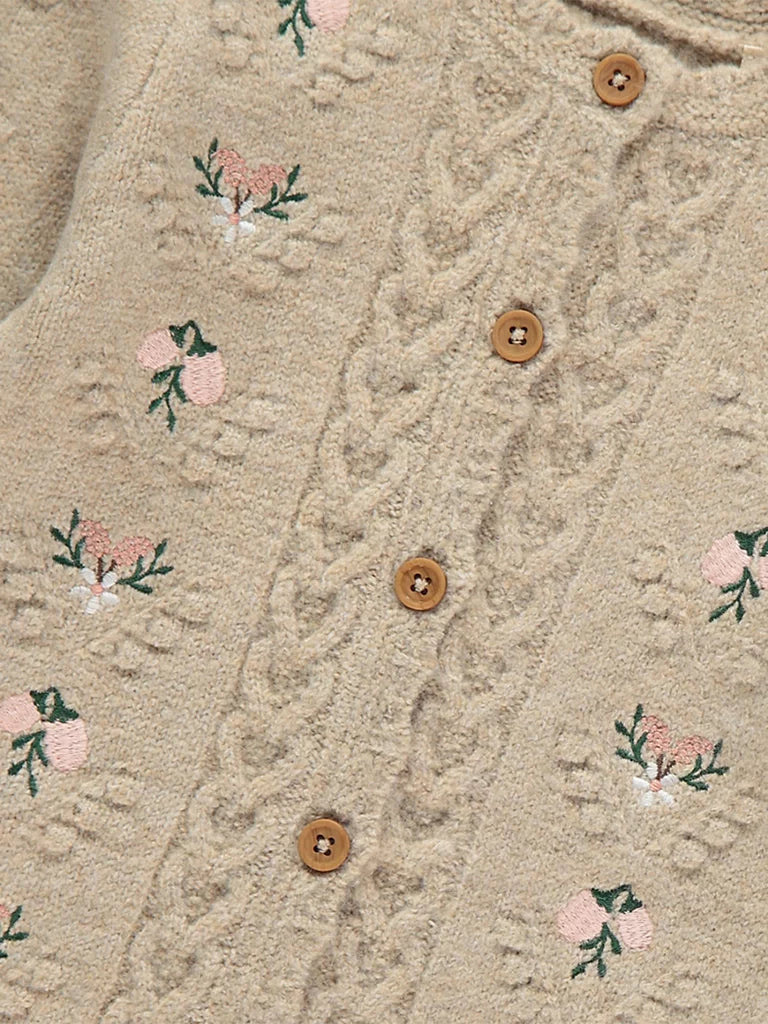 Neutral Floral Embroidered Knitted All in One