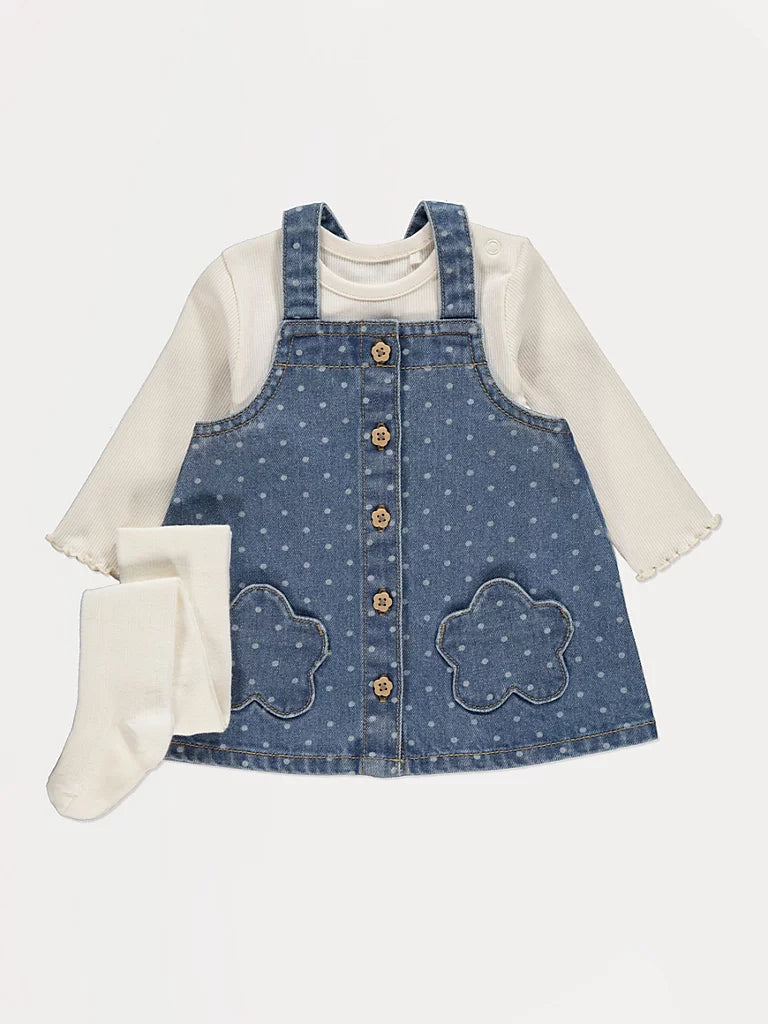 Disney Minnie Mouse Pinafore Bodysuit and Tights Outfit