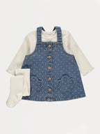 Disney Minnie Mouse Pinafore Bodysuit and Tights Outfit