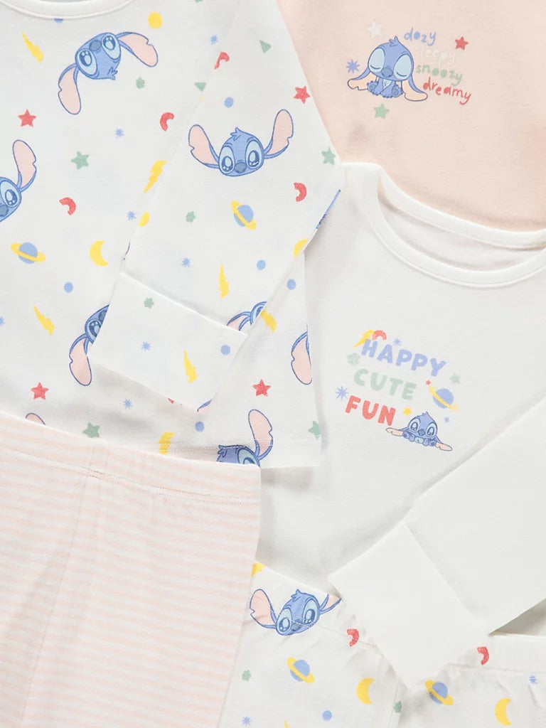 Disney Stitch Long Sleeve Pyjamas 3 Pack