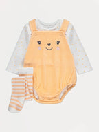 Orange Pumpkin Romper Bodysuit and Tights Outfit