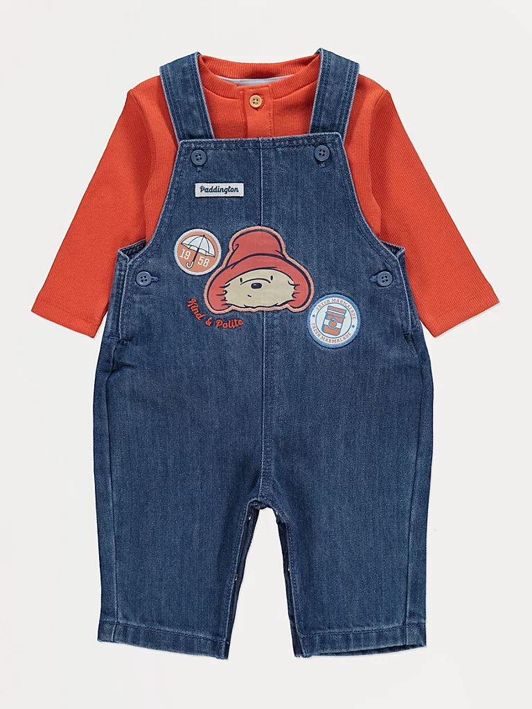 Paddington Bear Orange Bodysuit and Dungarees Outfit