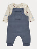 Blue Quilted Dungarees and Bodysuit Outfit