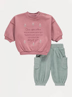 Embroidered Sweatshirt and Corduroy Joggers Outfit
