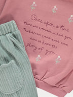 Embroidered Sweatshirt and Corduroy Joggers Outfit