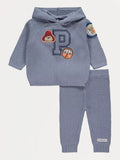 Paddington Bear Blue Knitted Badge Hoodie and Trousers Set