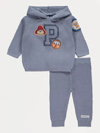 Paddington Bear Blue Knitted Badge Hoodie and Trousers Set