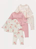 Set 3 majice i 3 pantalona - Pink Floral Tops and Leggings Outfit 3 Pack