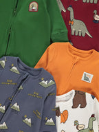 Set od 5 Spilhozne - Outdoor Animal Long Sleeve Sleepsuits 5
