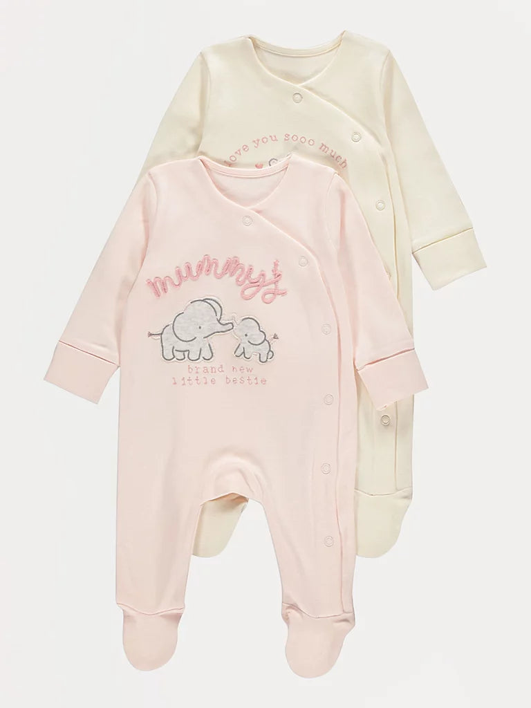 Set od 2 Spilhozne - Pink Mummy’s and Daddy's Bestie Sleepsuits