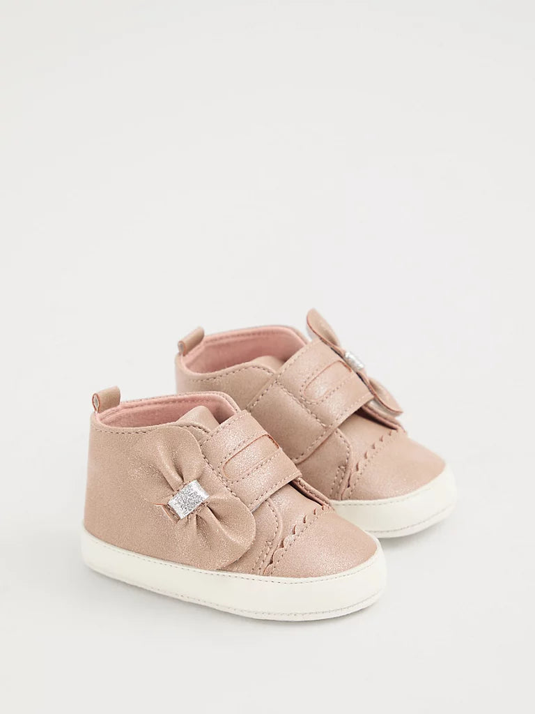 Pink Glitter Bow Trainers