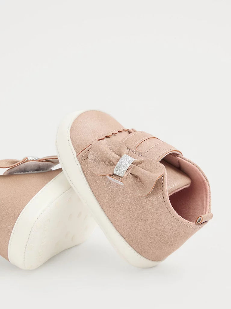 Pink Glitter Bow Trainers