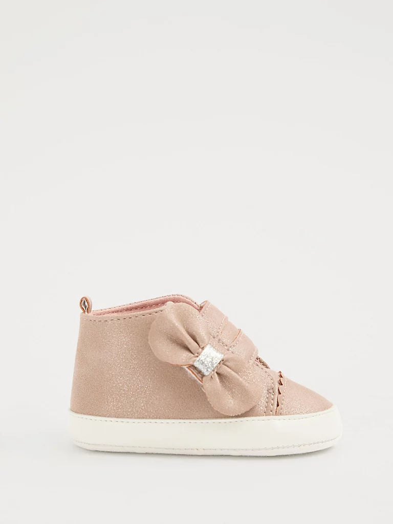 Pink Glitter Bow Trainers