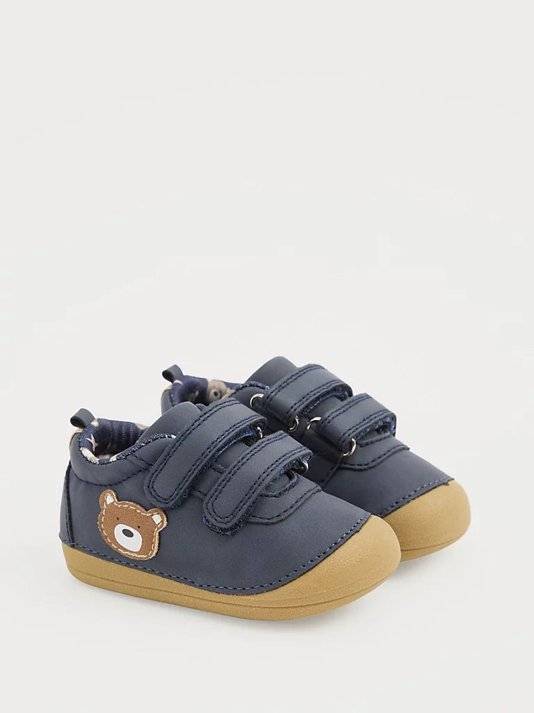 Pre Walkers Navy Bear Double Strap Shoes