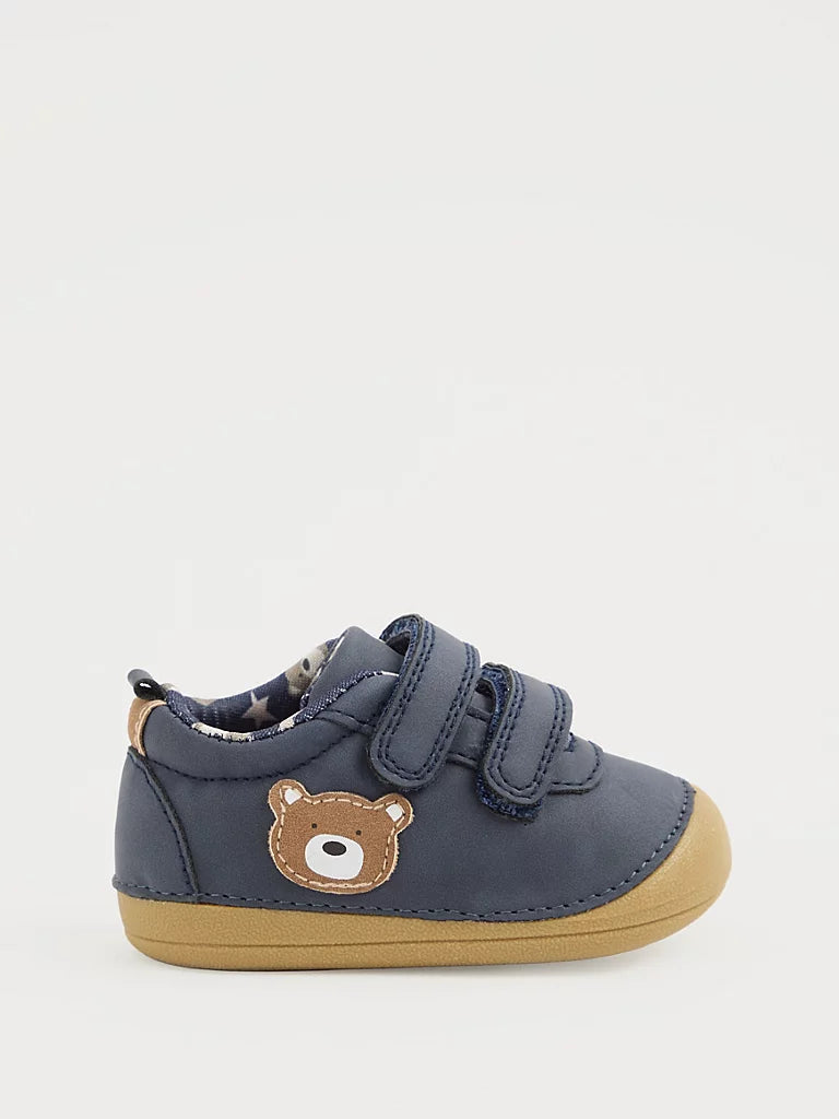 Pre Walkers Navy Bear Double Strap Shoes
