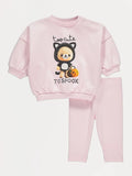 Pink Halloween Cat Costume Teddy Sweatshirt and Leggings Set