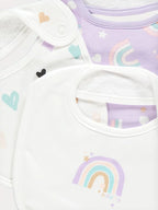 Pastel Rainbow Heart Bibs 5 Pack