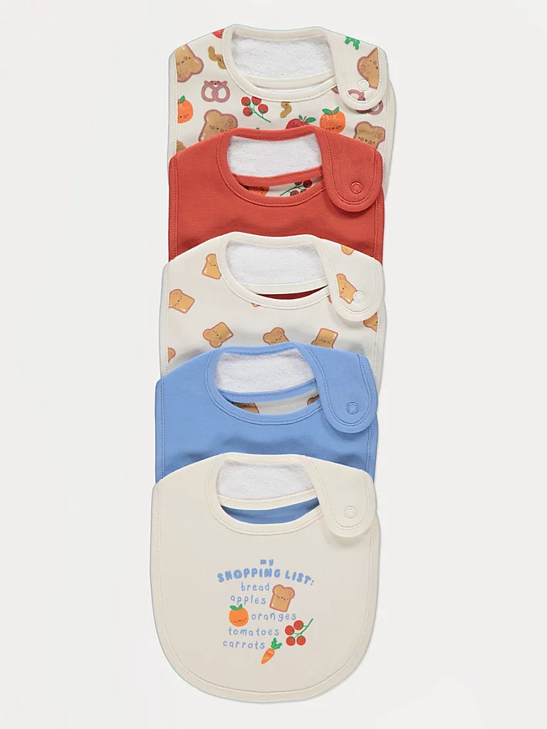 Cream Food Shopping Bibs 5 Pack