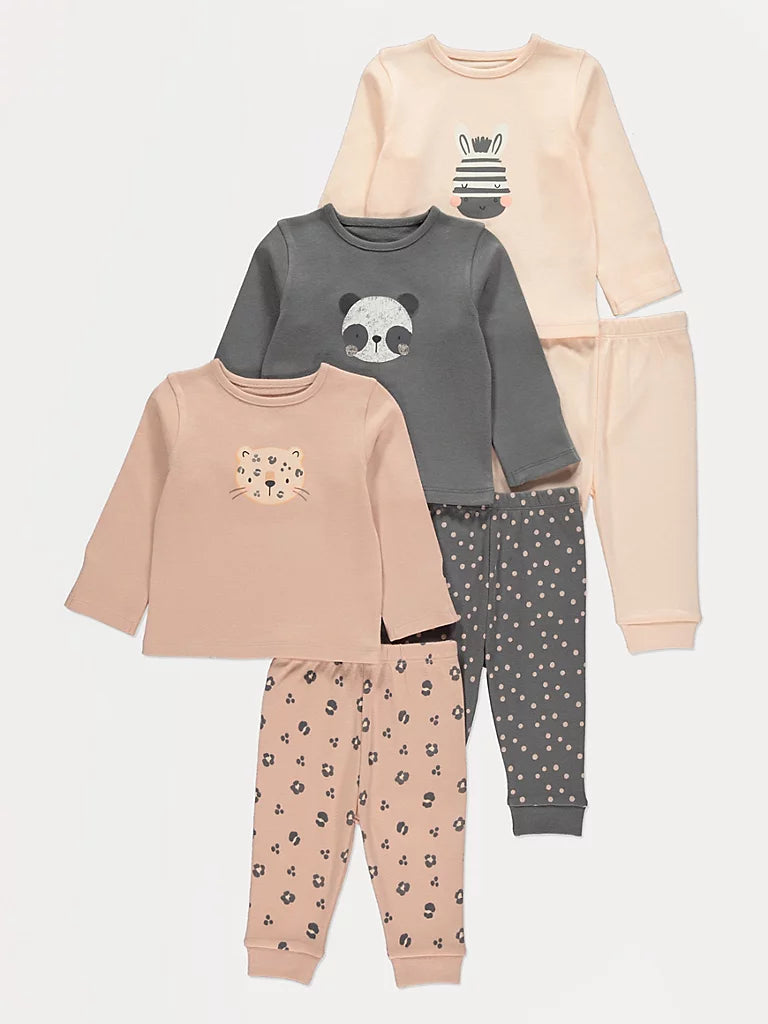 Animal Print Long Sleeve Pyjamas 3 Pack