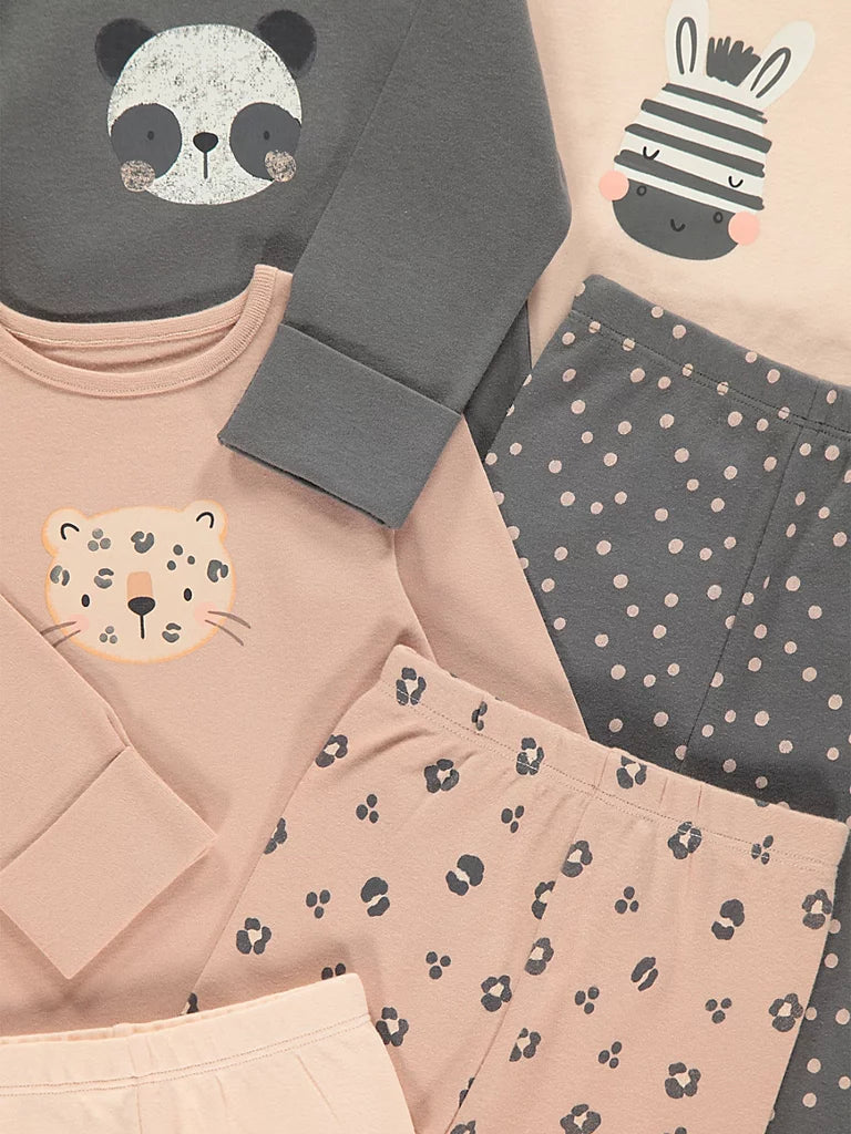 Animal Print Long Sleeve Pyjamas 3 Pack