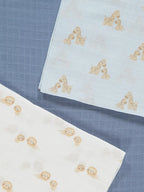 Set 3 pelene - Blue Animal Muslin