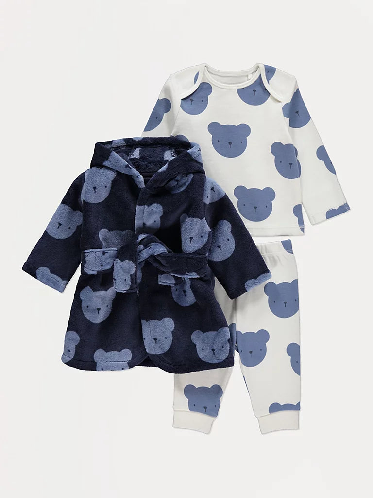 Blue Bear Long Sleeve Pyjamas and Dressing Gown