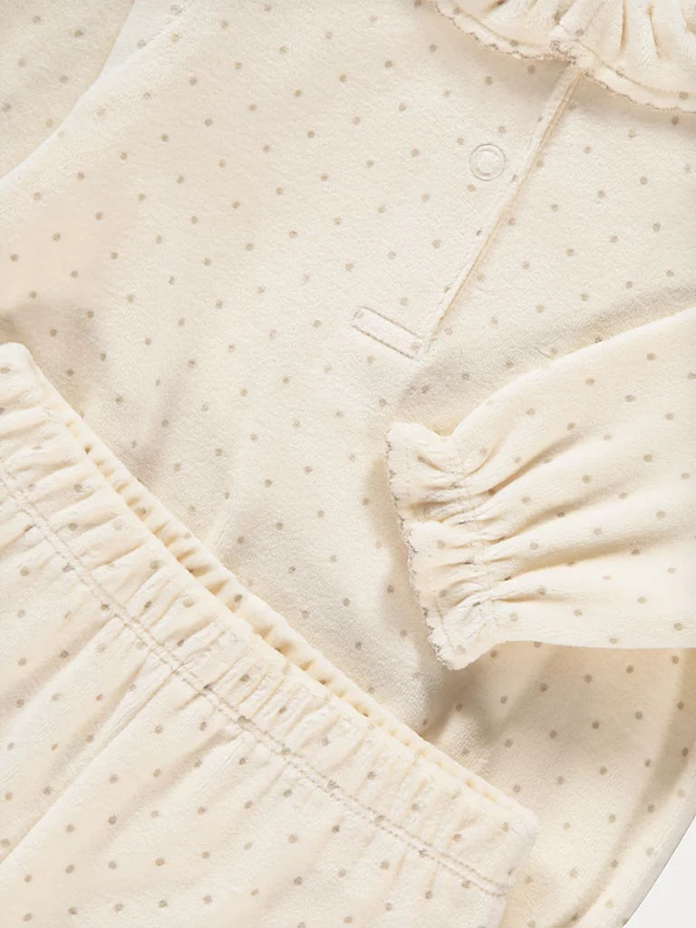 Cream Spotted Velour Sweatshirt and Trousers Outfit